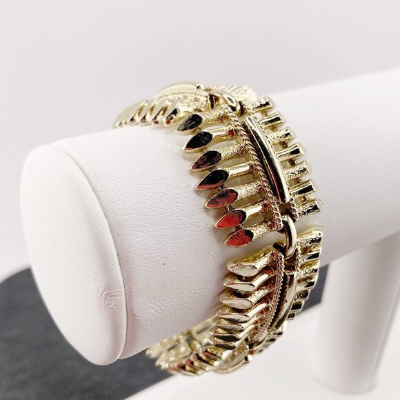 CORO PEGASUS Vintage light silvery gold tone metal picket fence link bracelet - Picture 4 of 10